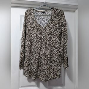 Torrid Animal Print V-Neck Long Sleeve Top